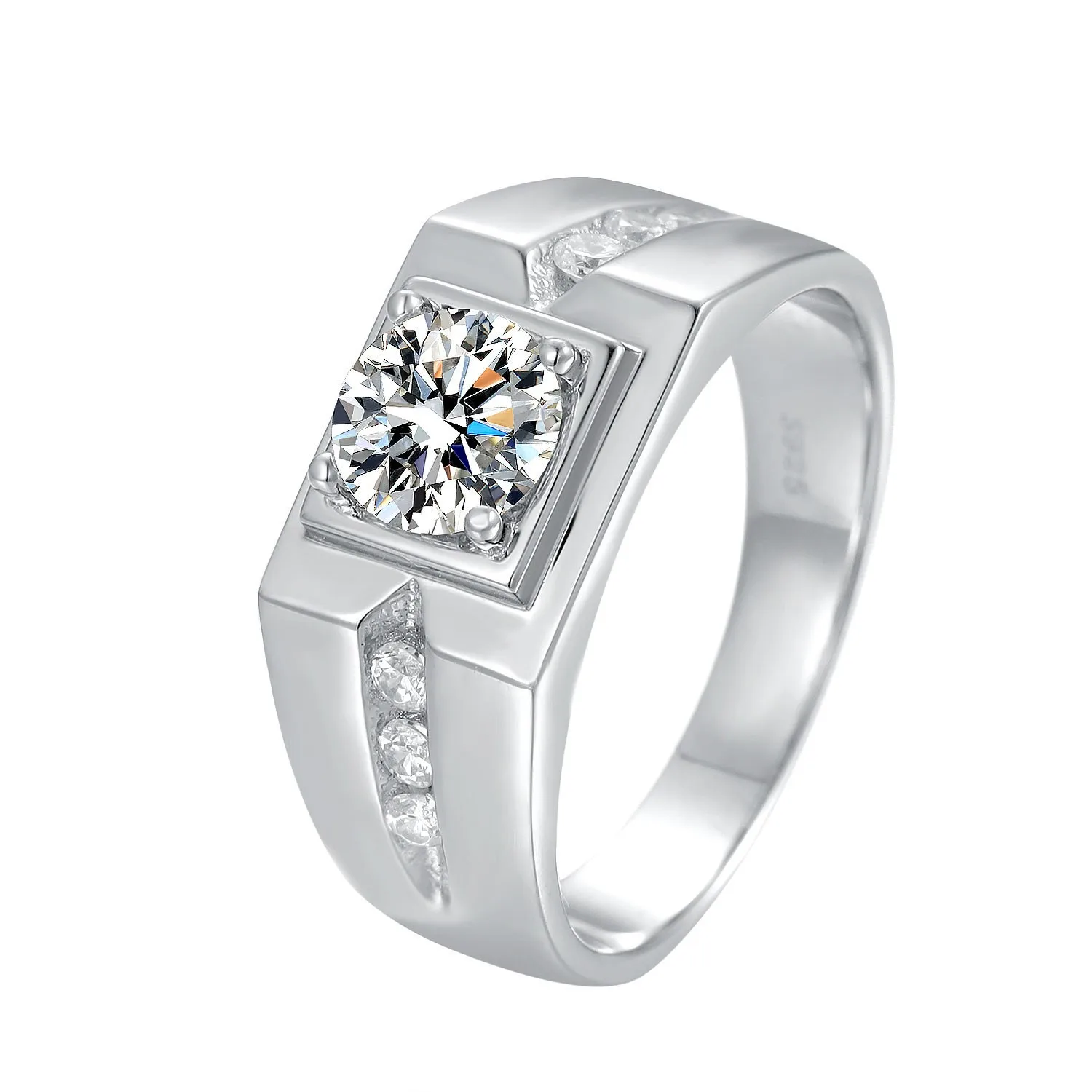 

QIANJINYI Lefei Fashion Luxury Trendy Classic Creative Design Moissanite Color D Creative Rings For Men s925 Silver Jewelry Gift