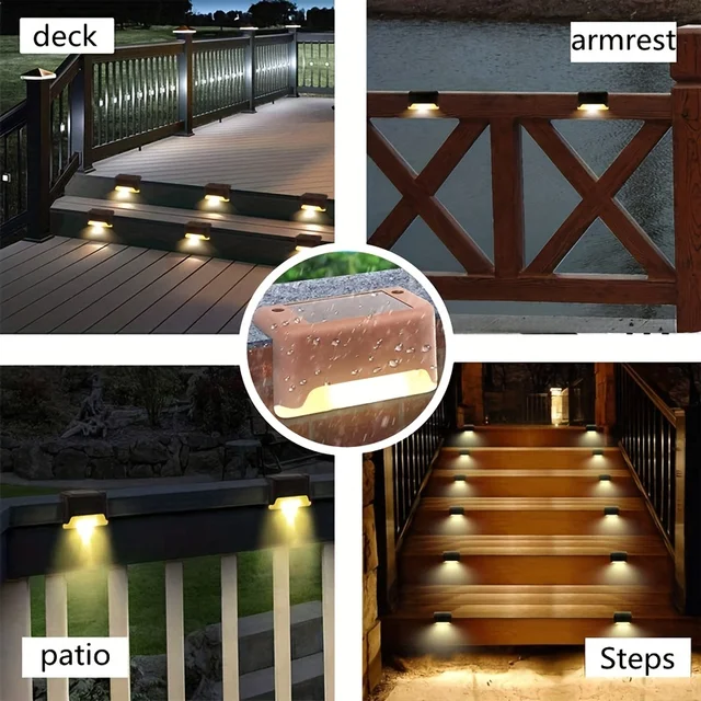 4Pack LED lampada solare per scale lampada impermeabile passaggio cortile Guardrail Step luce notturna per esterni bordi giardino terrazza 5