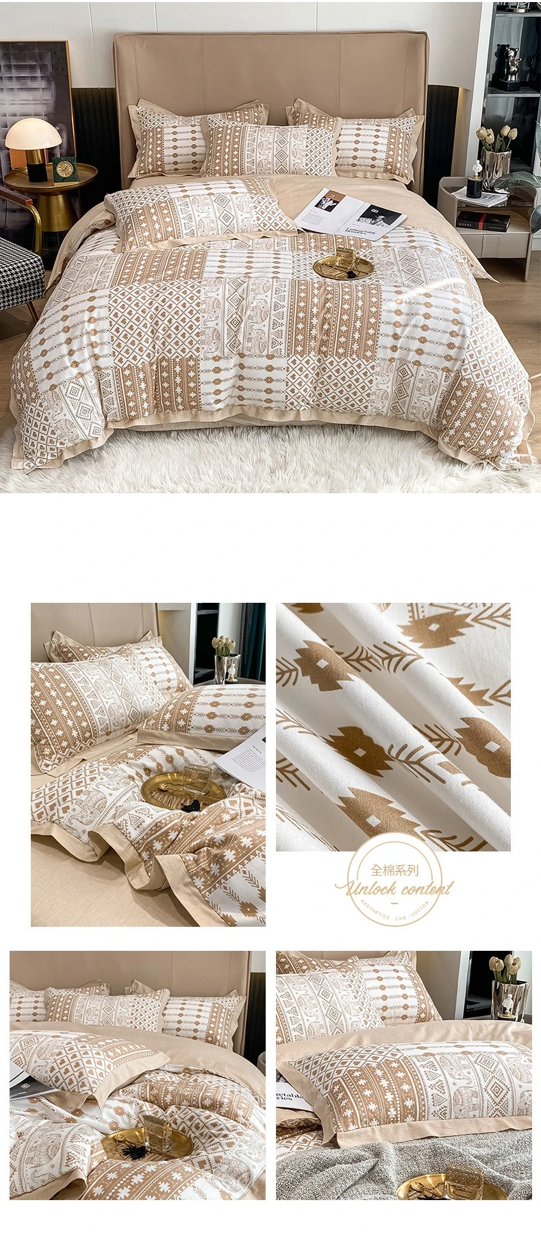 Plaid Luxury Nordic Duvet Cover Set Soft 100% Cotton Bedding Set High End Premium Queen King Bed Sheet Quilt Cover Pillowcases