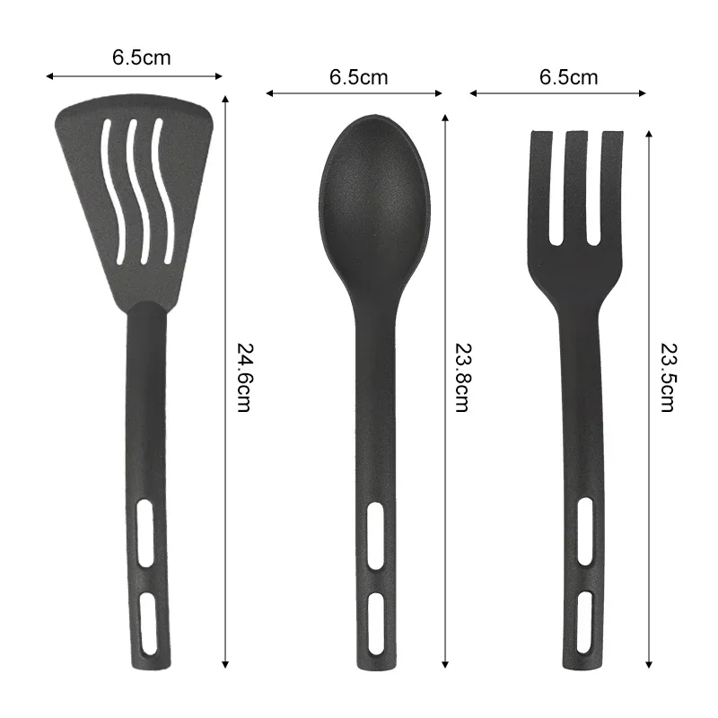 Nylon Kitchen Utensils Set 1/3PCS Kitchen Cooking Tools Slotted Turner Solid Spoon Fork Children Spade Fork Spoon Dinnerware