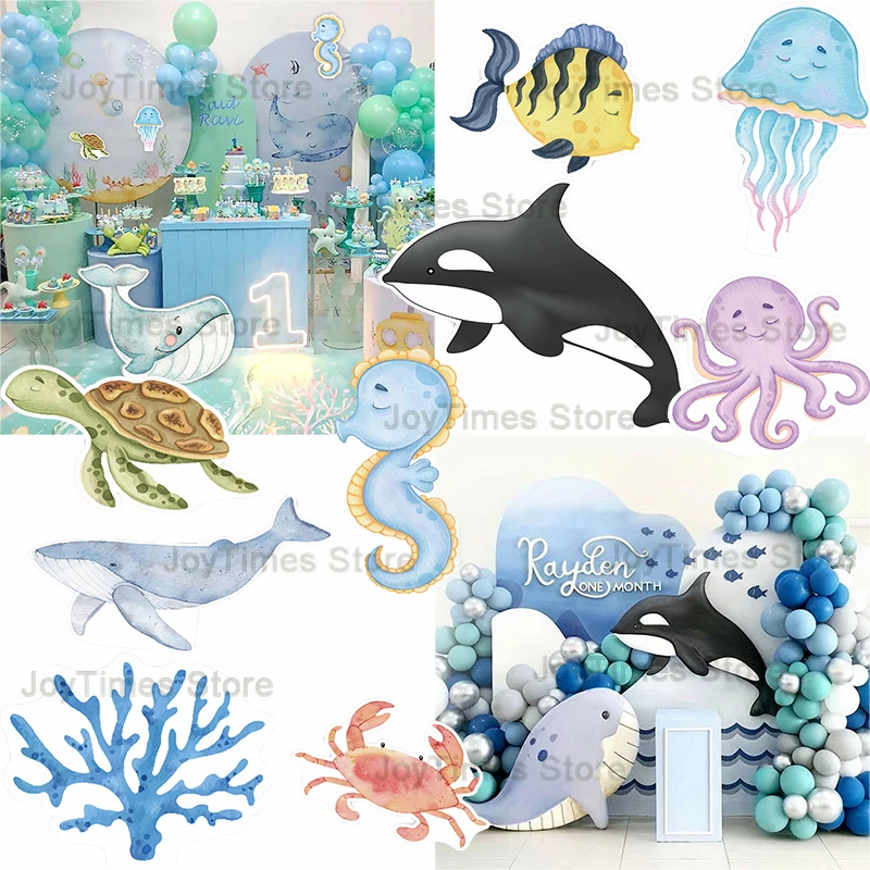 18/24/36 Pollici Ocean Animals Kt Board Party Decor Underwater Whale Shark Cavalluccio Marino Tartaruga Baby Shower Festa Di Compleanno Sfondo
