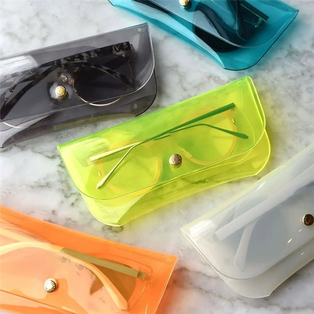 

Portable Transparent Eyeglass Case Rectangular Waterproof PVC Glasses Box Button Closure Multi-colors Sunglass Bag Travel