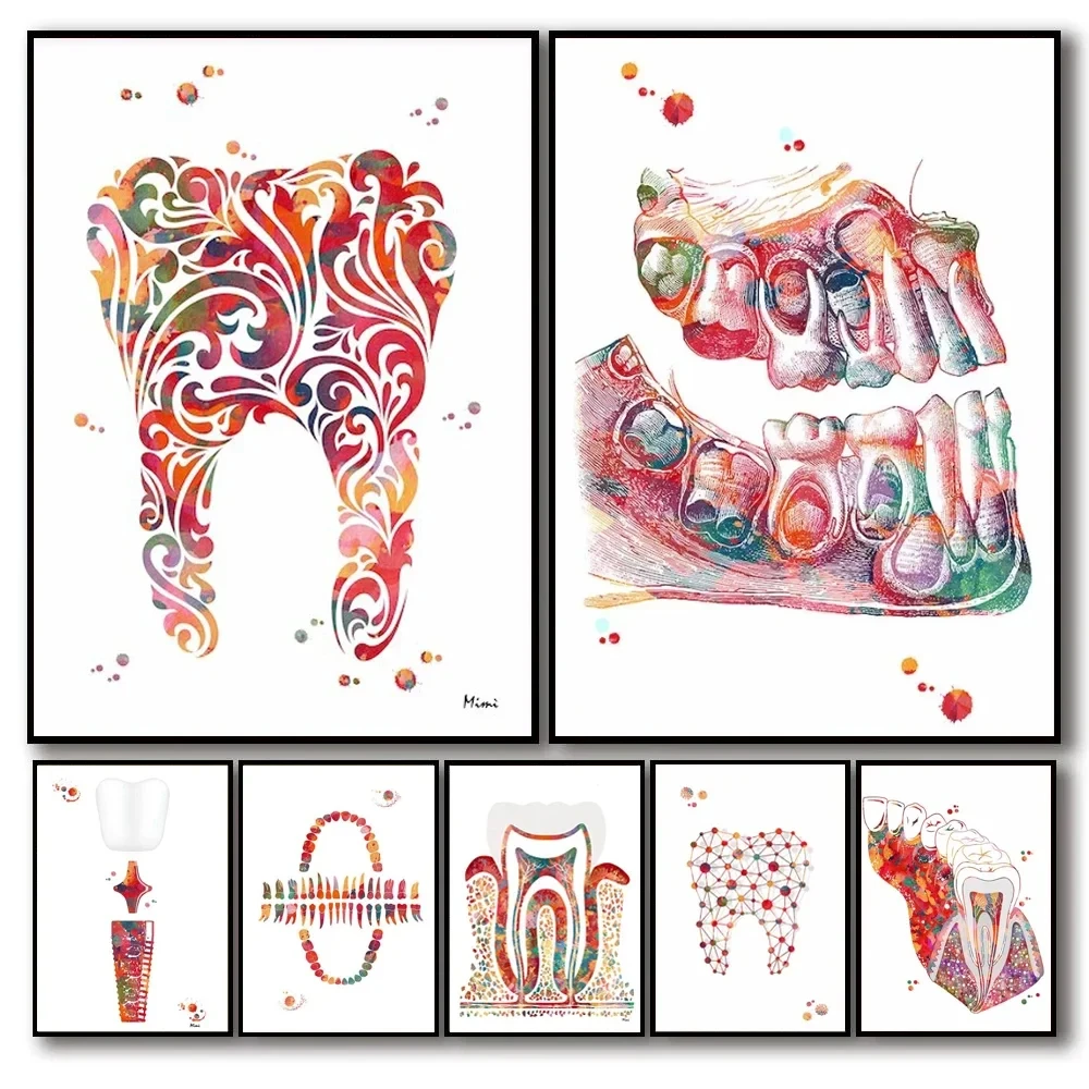 Modern Dental Art - Tooth Implant Anatomy Canvas Poster