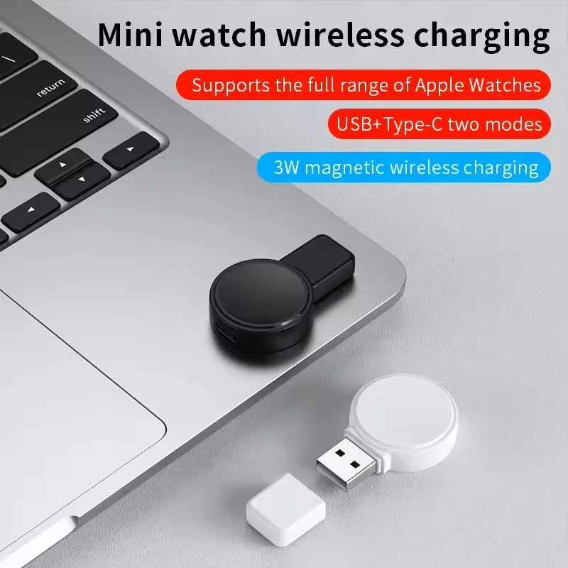 Chargeur magnétique sans fil pour Apple Watch Series 11 10 9 8 7, chargeur USB Type C pour iWatch, support de charge portable USB A