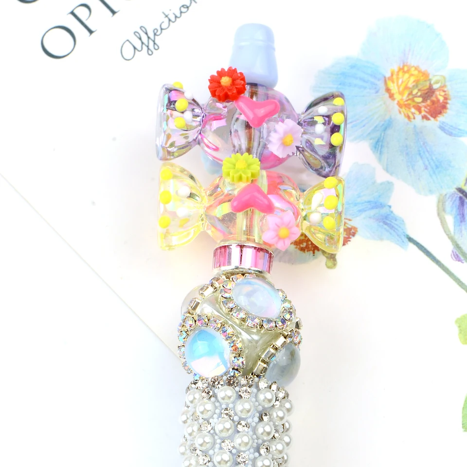 투명 캔디 플라워 아크릴 비즈, 손으로 그린 혼합 색상, 쥬얼리 만들기, 매력 비즈, DIY 팔찌 키체인 펜, 5  개-Freehip.co.kr