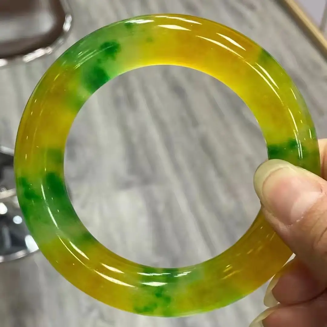 

Send Certificate Real Jadeite Myanmar Emerald Bangles Class Ice Transparent Yellow Green Grade A Burma Jade Bangle Ladies Gifts