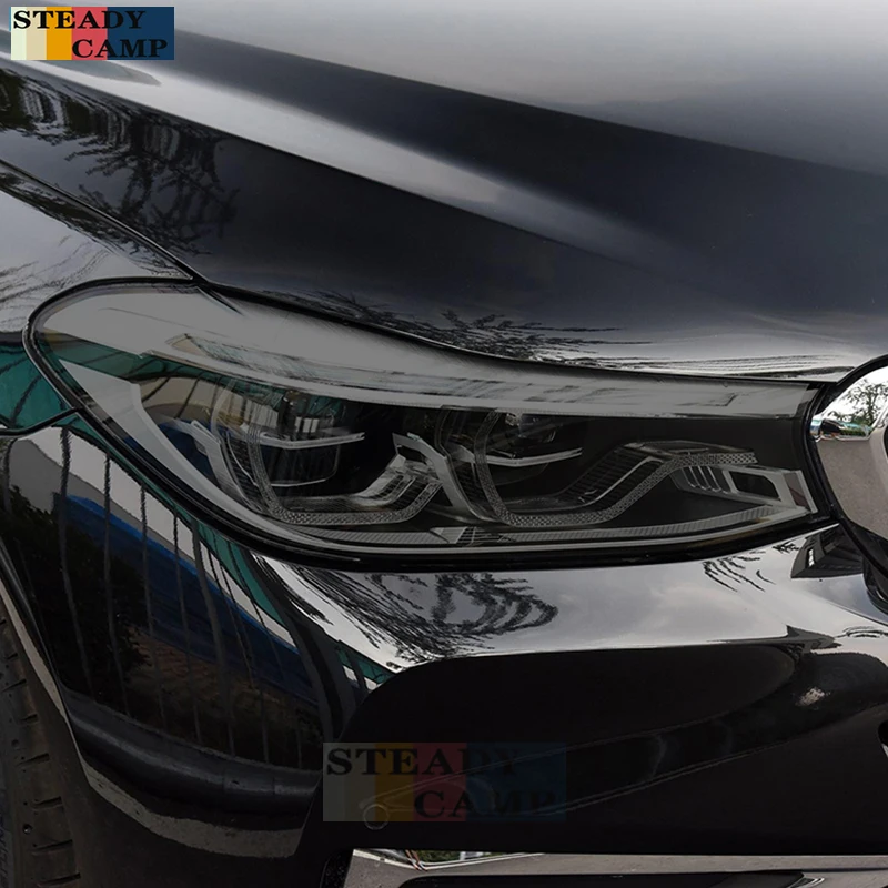 

2 Pcs Car Headlight Protective Film Smoked Black Tint Wrap Vinyl Transparent TPU Sticker For BMW 6 Series G32 GT 2017-2020