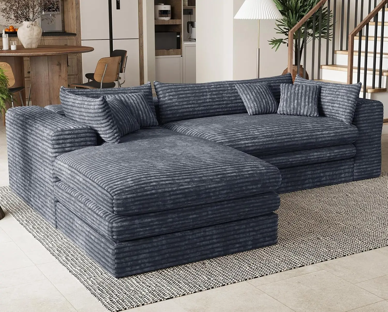 Plush Corduroy Sectional Sofa 1