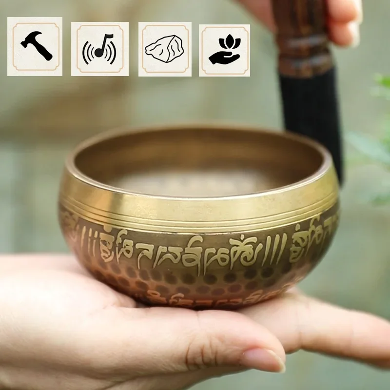 Creative Nepal Handmade Tibetan Singing Bowl Set, Decorative Wall-dishes, Resonance Healing Meditation, Chakra Singing Bowl