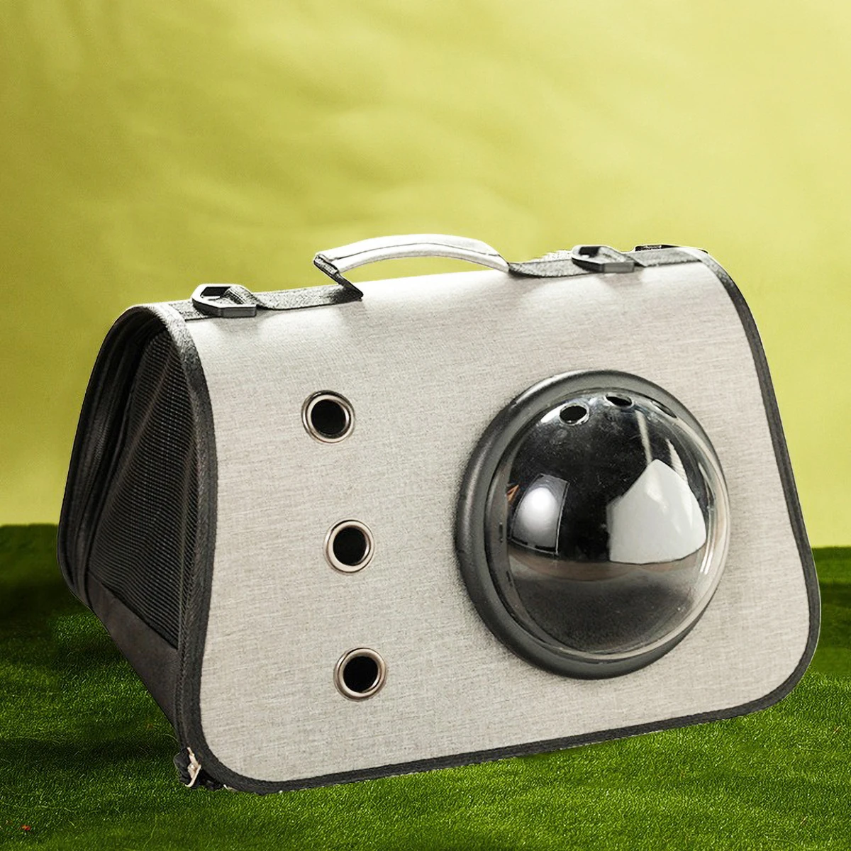 Breathable PU Leather Pet Carrier-3-Side Mesh, Panoramic View, Foldable, Ideal for Travel