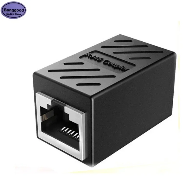 Banggood RJ45 Network Dual-Pass Mini Black Network Connector Portable Female To Female Ethernet LAN Connection Adapter Extender