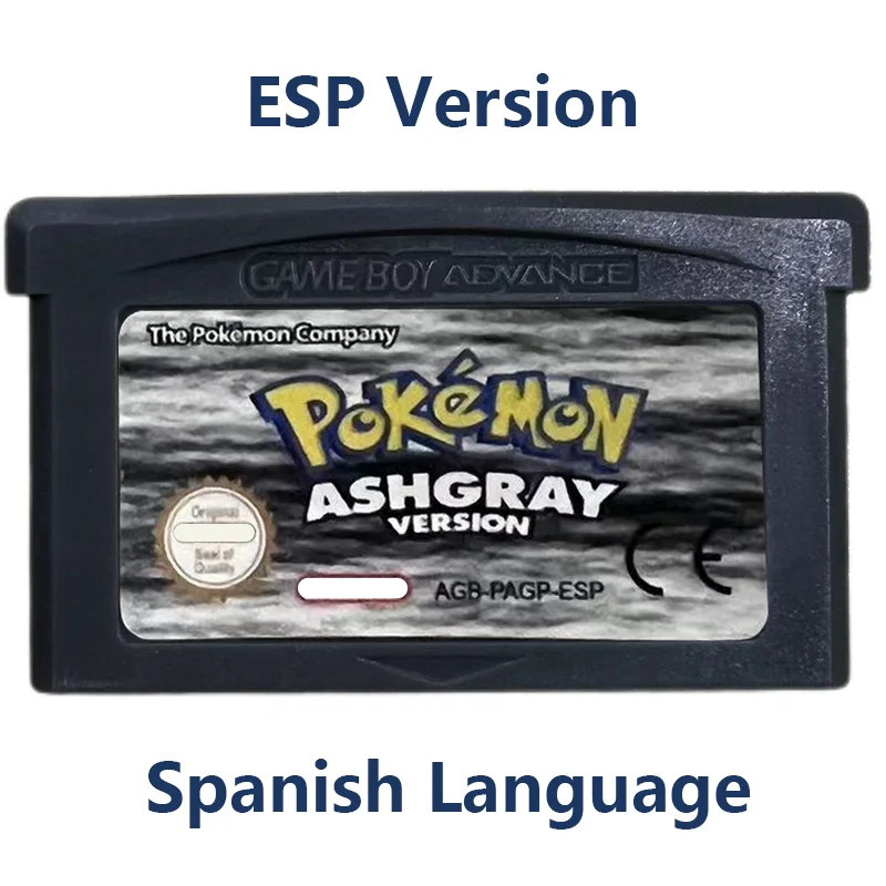 Pokemon Spanish Language Cards 32-bit Video Game Cartridge Console Pokemon  AshGray Liquid Crystal Light Platinum ESP Version