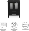 24" Modern Bathroom Vanity Sink Combo Black Stand Cabinet with Blue Boat Tempered Glass Vessel Sink & Water Save Faucet 5