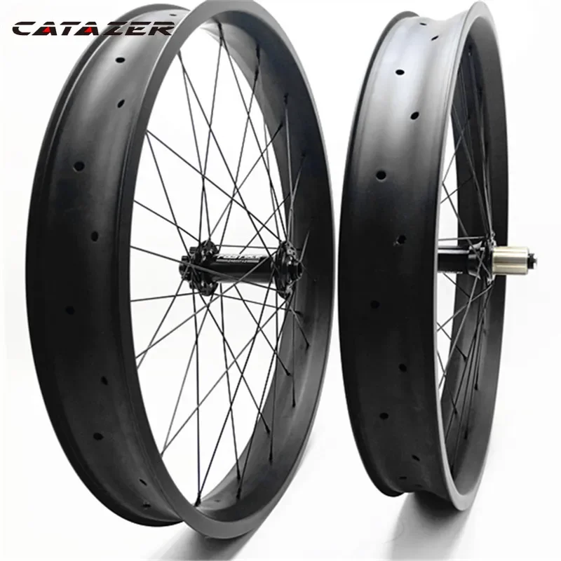 

26er Carbon Fat Wheels 80x25mm Width Fat Bike Disc Tubeless Wheels 150 /135x15 190/197x12 Tubeless Fat Wheel Hookless Rims