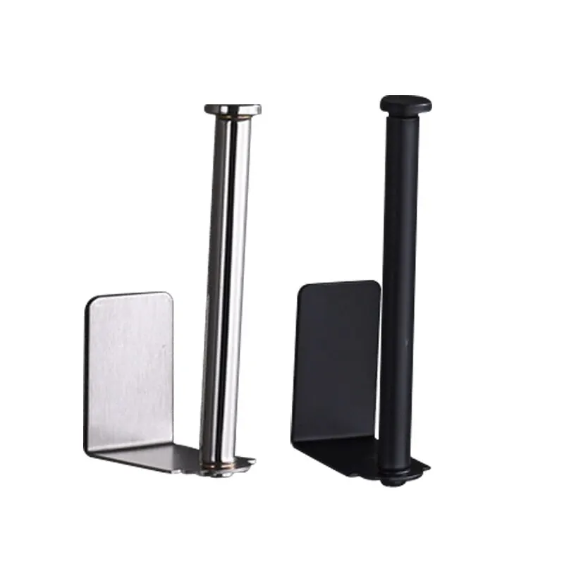 Paper Towel Holder Stainless Steel Tissue Holder Kitchen Film Storage Wall Mounted Perforated Storage Rack Bathroom Paper Roll Holder