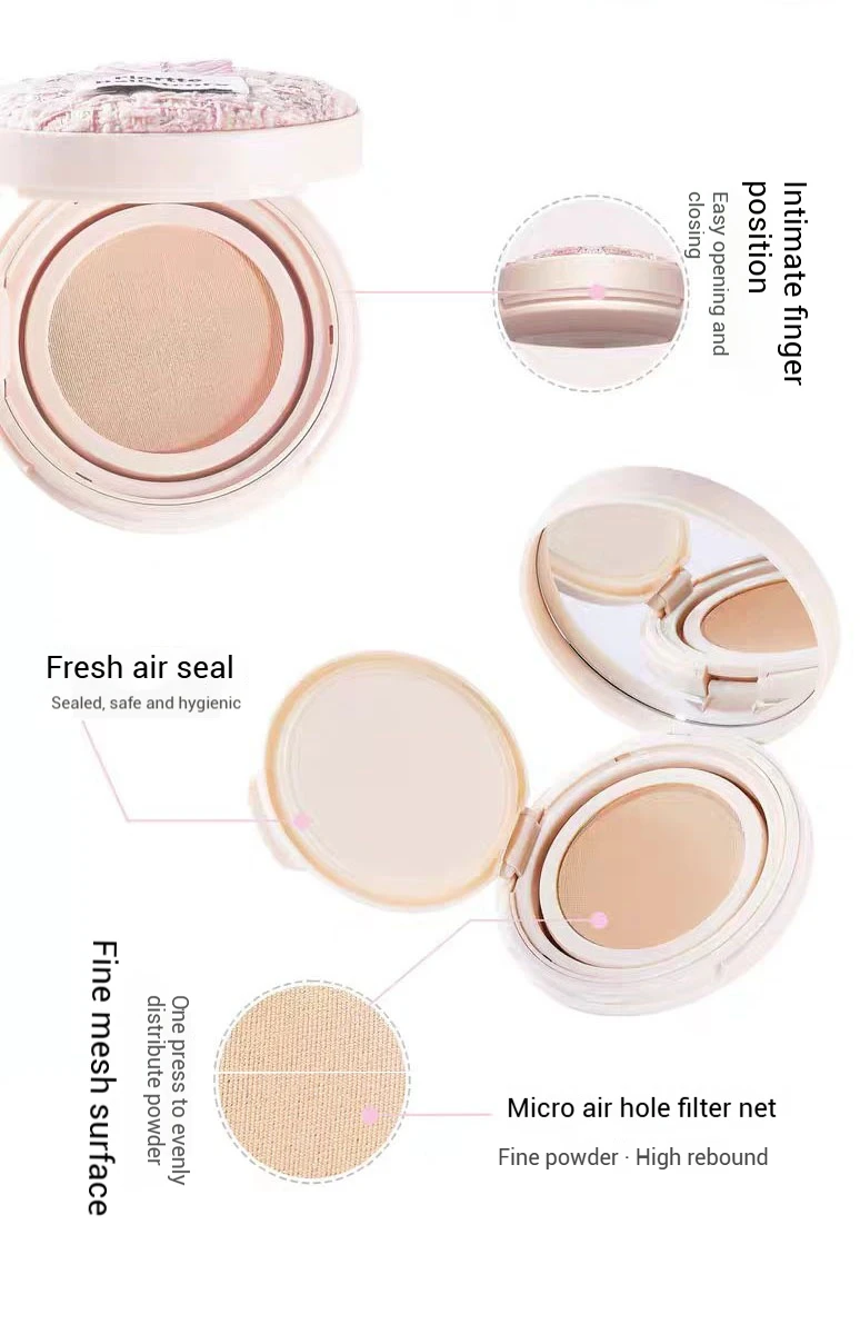 FLORTTE Air Cushion Concealer Coverage Moisturizing Long-Lasting Foundation Base Makeup Cream for Dry Skin Oil Control liquid foundation,air cushion cream,cushion foundation,makeup cosmetics,makeup cream,air cushion bb cream