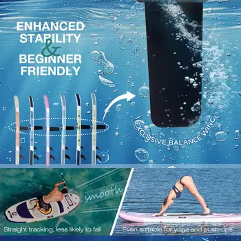 Inflatable Paddle Board with Stable Wing and Durable SUP Accessories, 10’ Inflatable Stand up Paddle Boards for Adults & 3