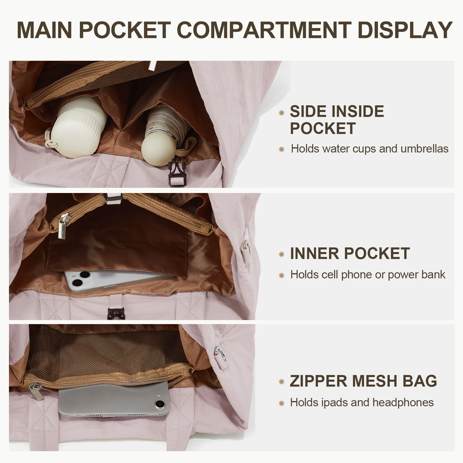 Large Capacity Storage Travel Bag Waterproof Handheld Crossbody Bag, Portable Organizer Fashionable Office Storage Bag for Women