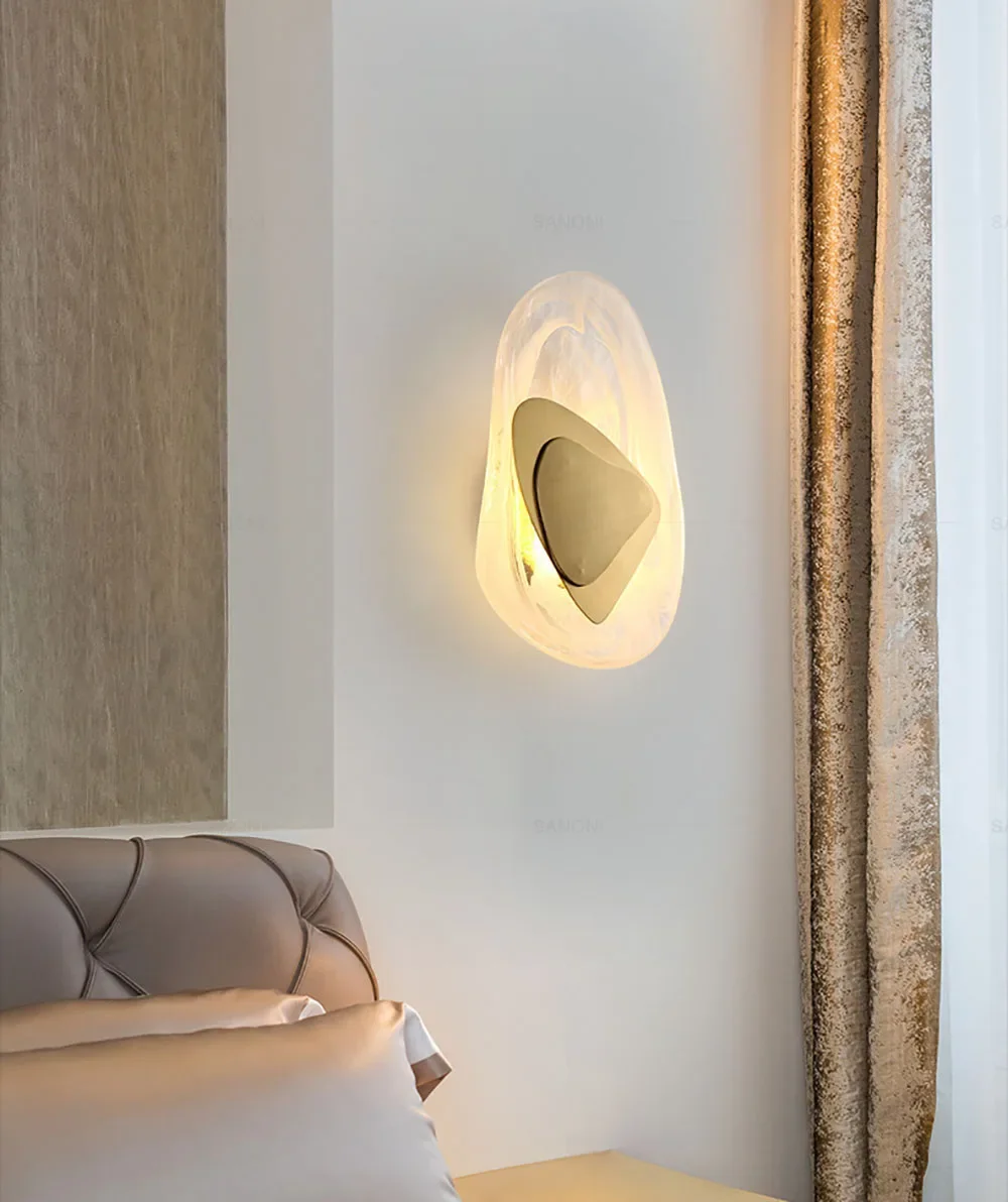 Modern LED Wall Lamp Crystal Art Glass Wall Light Bedside Sconce for BedroomBackground Aisle Stairs Patio Decor Lighting Fixture