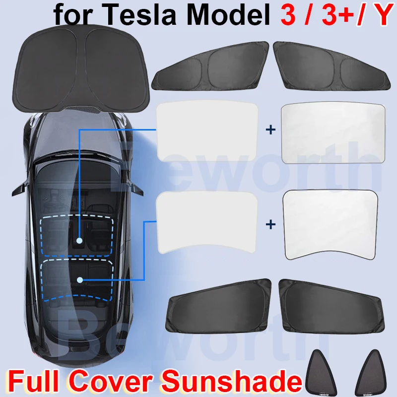 

Model Y Sun Glass Roof Shading For Tesla Model 3 Highland 2024 Sunroof Shade Front Window Sunshade Net UV Protection Accessories