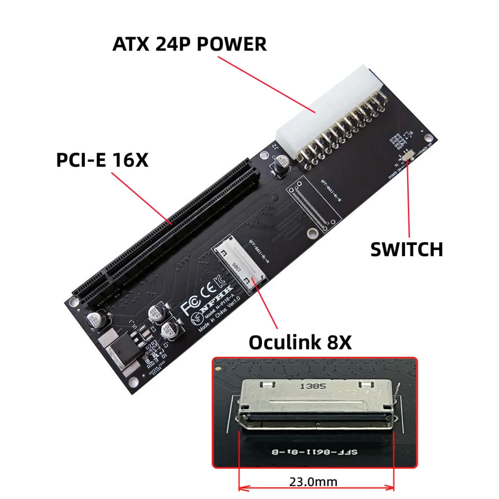 

Адаптер питания Chenyang Oculink SFF-8612 8X на PCIE X16 PCI-Express с ATX 24-контактным портом питания для материнской платы, графической карты