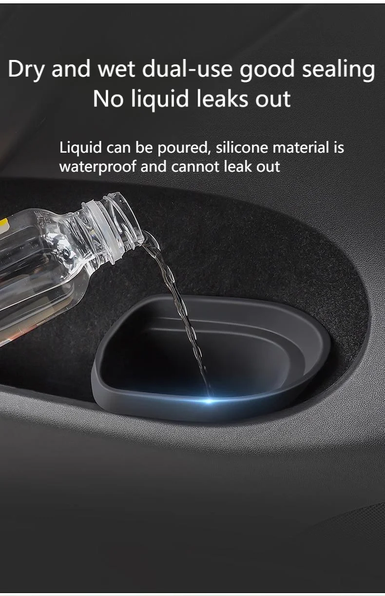For Tesla  All Model Y&3  Car Door Trash Can Silicone Door Storage Box Waterproo