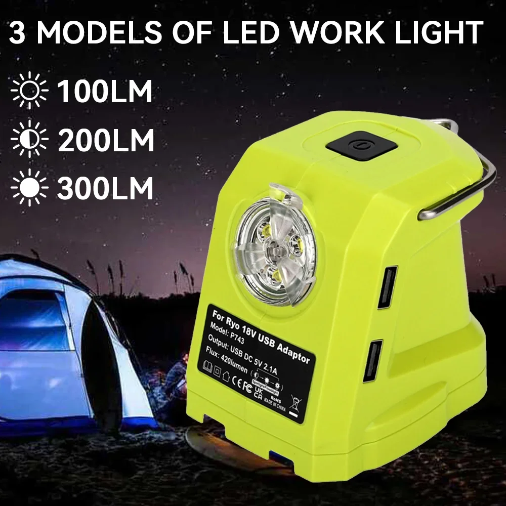 RYOBI 14.4V-18V Ƭ ̿ ͸ LED ۾, Ryobi ޴ ƮƮ   ǰ,  USB  , 9W