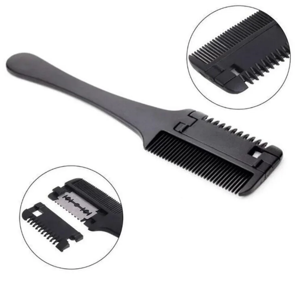 Black Handle Hair Brushes with Razor Blades Hair Cutting Comb Barber Scissors Thinning Hairdressing Hair Salon DIY Styling Tools rb1000 handle burr metal deburring tool handle remover cutting tool with 10pcs bs1010 deburr blades for deburring brass steel