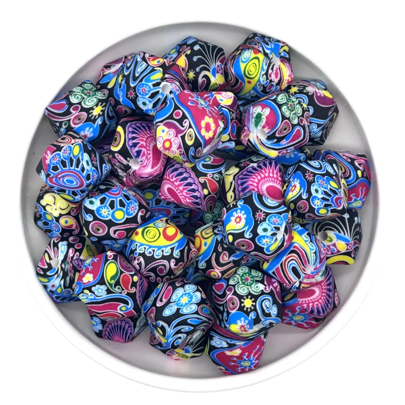 Colorful Hexagon Silicone Beads for DIY Crafts and Decorations (10/20pcs, 14mm)