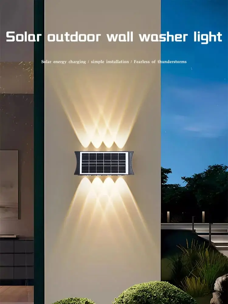 Solar outdoor wall lamp, courtyard landscape decoration lamp, waterproof wall washing suitable for balcony garden walls