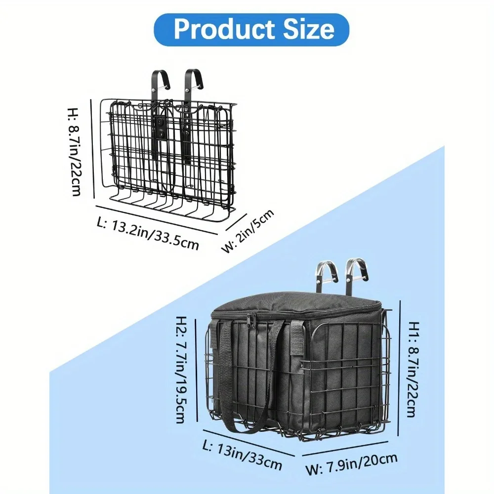 Bike Basket Front/RearFolding Bicycle Basket with Removable Liner Bag for Adult Carrying Dogs Pets Fruit&Bicycle Basket Perfect 6