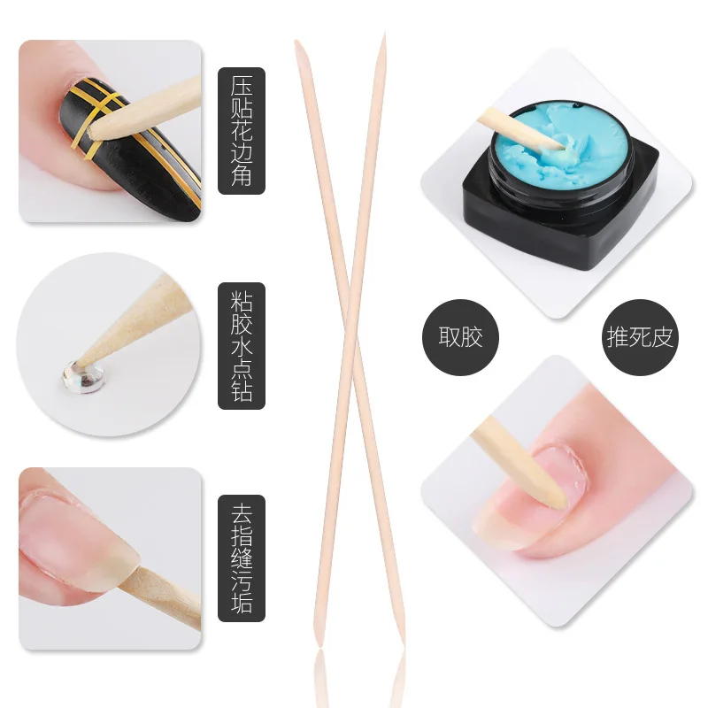 100Pcs Cuticle Pusher Remover Orange Wood Nail Sticks Double Sided Rhinestones Dotting Tools Nail Art Manicure Pedicure Care nail care kit,manicure tools,manicure pedicure kit,manicure set,nail art pusher,nail manicure tools,manicure pedicure tools,cuticle pusher,nail manicure sticks