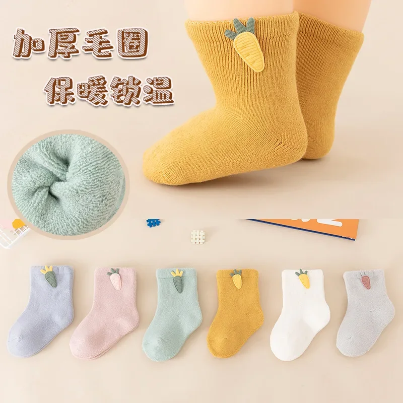 

Осенне-зимние детские Мультяшные носки для новорожденных милые детские короткие носки из шерсти редиса толстые хлопковые носки