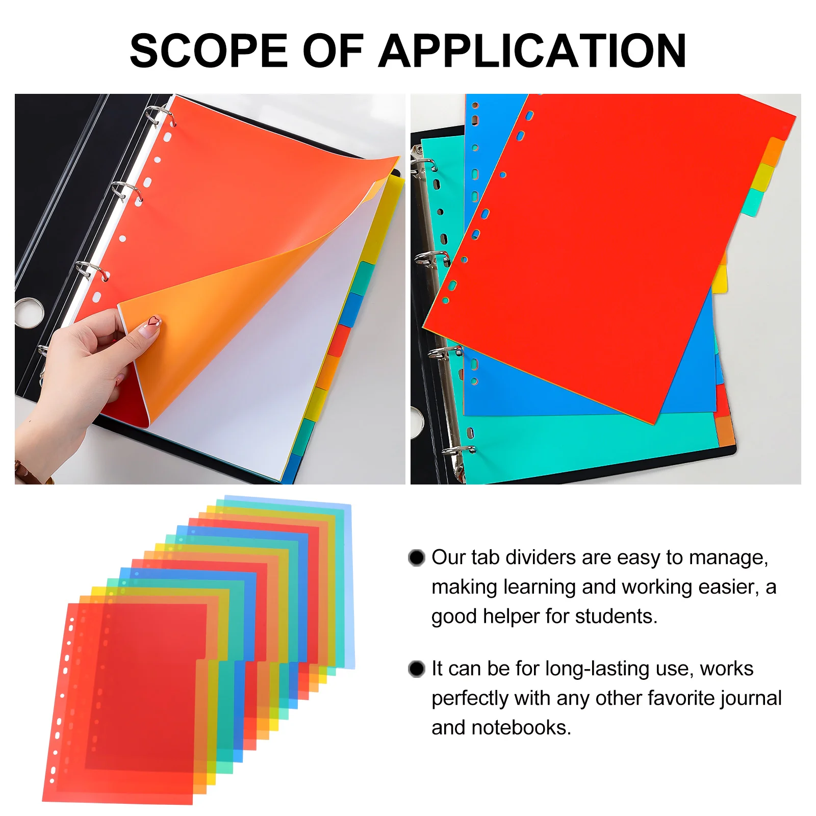 1 Set of Dividers for Binder A4 Dividers Loose-leaf Page Markers Punched Binder Notepad Markers