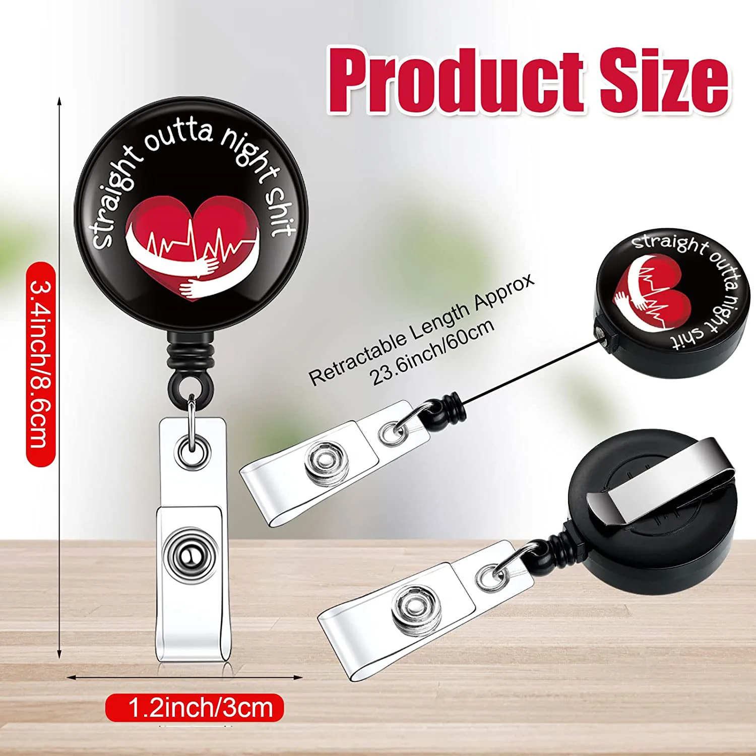 Teskyer Professional Retractable ID Card Badge Holder Reel with