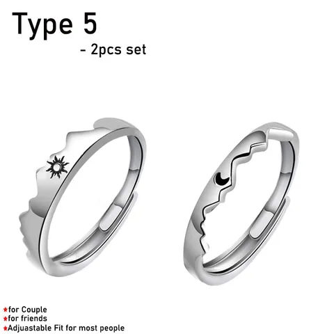 Moon Couple Rings Open Adjustable Ring Eachother Lover Couple Rings Wedding Jewlery Ring Friends Gift Fit for Most Women Men