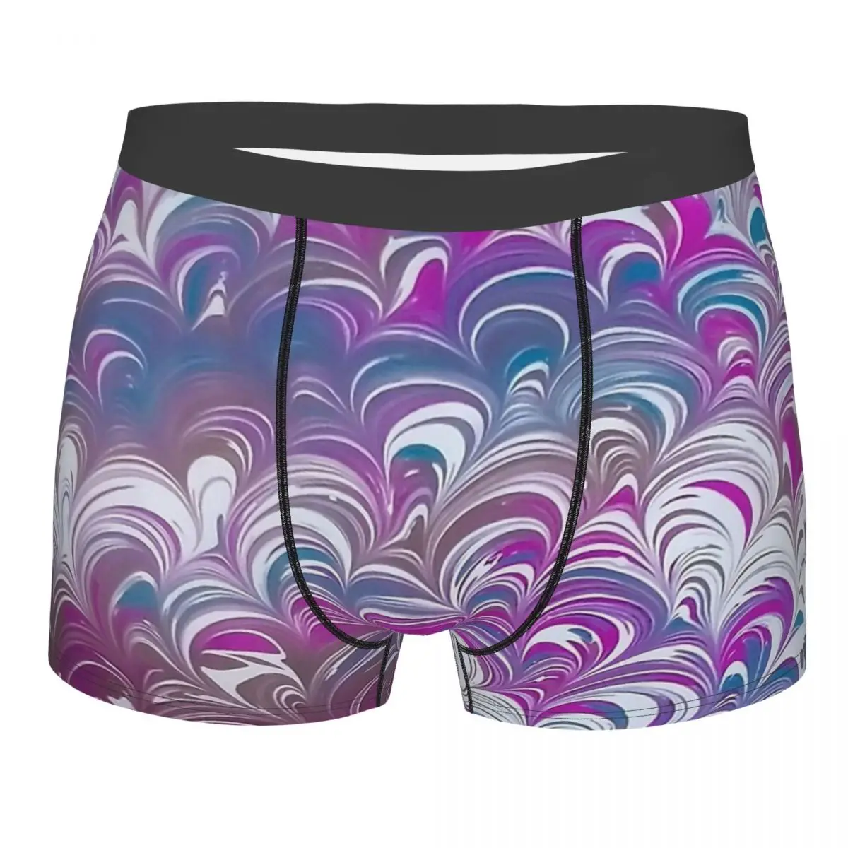 

Dark Blue Purple Peacock Marbling Marbled Marble Pattern Underpants Homme Panties Male Underwear Ventilate Shorts Boxer Briefs