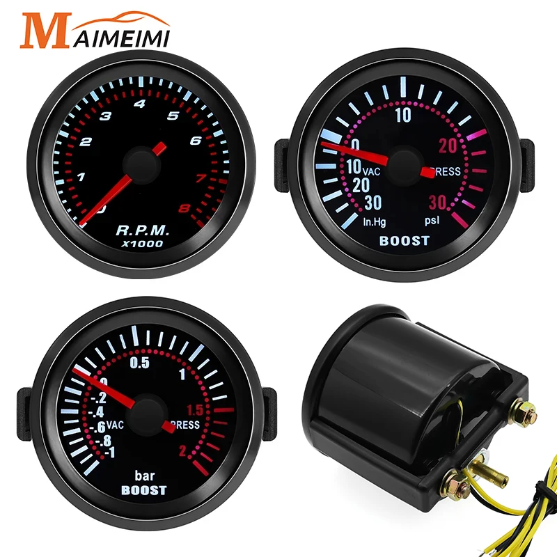 52mm Water Temp Oil Pressure Gauge Tachometer Boost Gauge Bar/Psi Vacuum Voltmeter Water Temp Meter Universal Car tachometer gauge engine tachometer tachometer meter car dashboard instrument