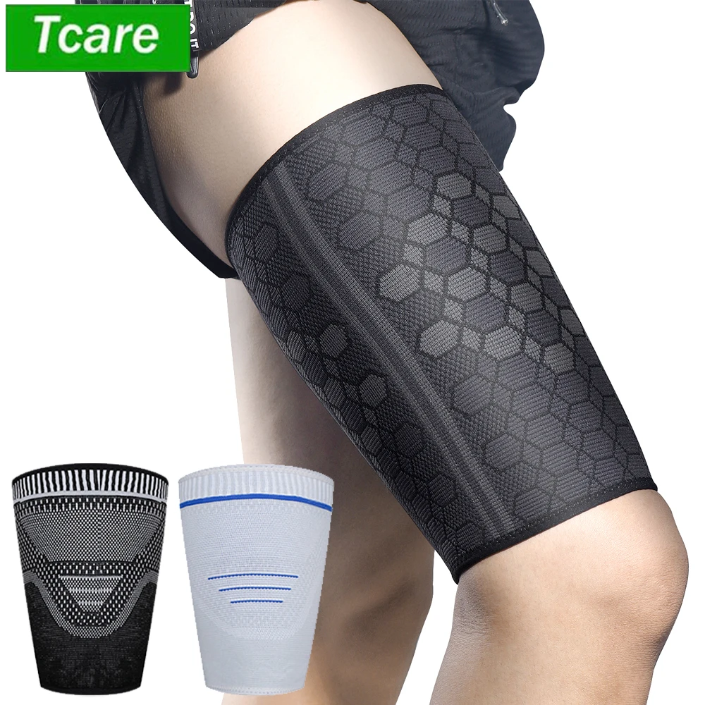 Tcare coxa mangas cinta malha compressão perna manga legwarmer fitness correndo pressurizado guarda protetor de tensão muscular novo