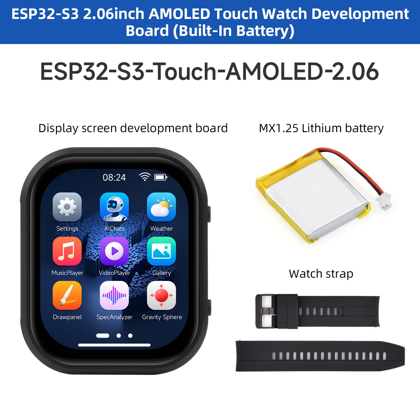 ตัวเลือกสินค้า หุ่นยนต์สนทนา AI บอร์ด ESP32-S3 หน้าจอสัมผัส AMOLED