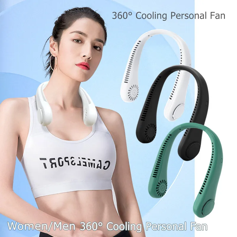 

Portable Hands Free Long Endurance USB Bladeless 360° Cooling Quiet Personal Wearable Neck Fan 3-Speeds for Outdoor Indoor