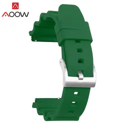 Silicone Sport Waterproof Diving Watch Band - Quick Release Rubber Strap, 20mm/22mm - 22mm (Green silver)