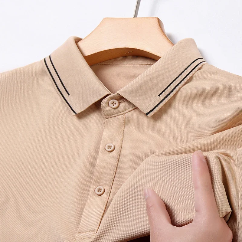 

Men's Summer Solid Color Business Casual Fashion Breathable Polo Neck T-shirt Comfortable and Versatile New Style