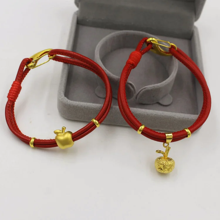 

Fashion Vietnam gold 3D hard gold plated brazelet three dimensional small apple sheepskin rope brazelet gift women