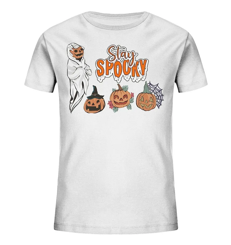 

Pumpkin Shirt Halloween Shirt, Autumn Pumpkin Ghost Halloween Outfit Stay Spooky Short Sleeve Top Tees O Neck Streetwear goth