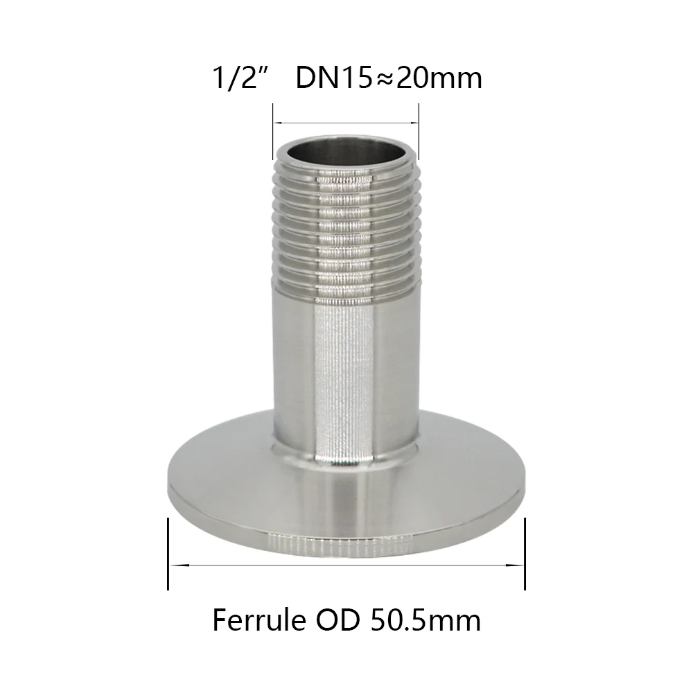 1/4&ldquo; 3/8&rdquo; 1/2&ldquo; Male Threaded to Tri Clamp Ferrule 304 Sanitary Stainless Steel Pipe Fitting YQBS