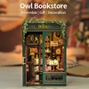CUTEBEE DIY Book Nook Kit Miniature Wooden Dollhouse with Lights Bookshelf Insert 3D Puzzle Decor Model for Gifts Owl Bookstore 1