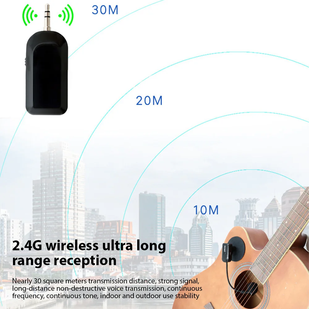 Ricevitore Microfono Wireless 2.4G Per Strumenti Musicali - Con Ventosa Per Chitarra, Violino E Altri Strumenti