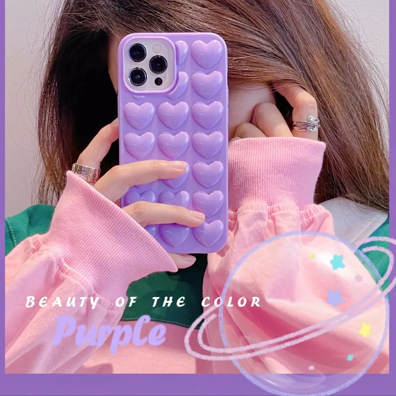 Three Dimensional Heart Electroplated Phone Case with Anti-Drop Protection