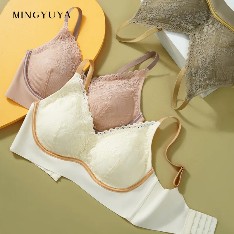 

Fixed cup seamless women's small breasts gathered without steel ring bra supporting anti-sagging underwear women pushup bra